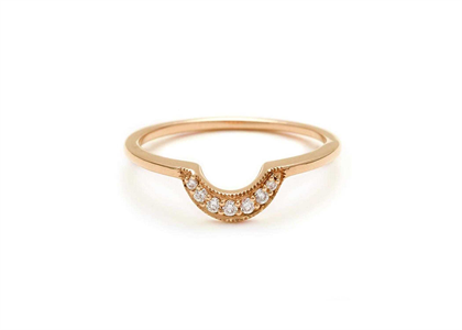 CZ Studded Rose Gold Plated Curved Crown Ring